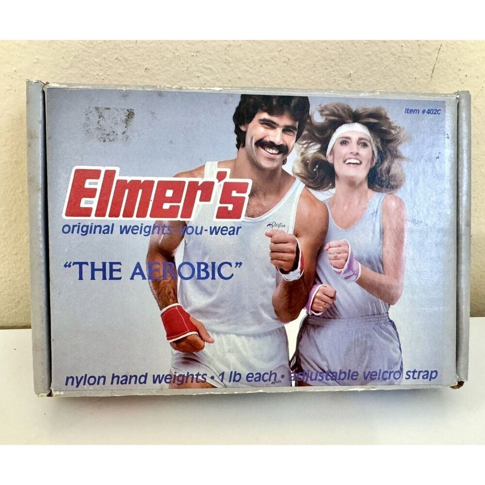 Vintage Elmers The Aerobic Hand Weight 1 Pound Ea NOS set 70s 80s Adjustable